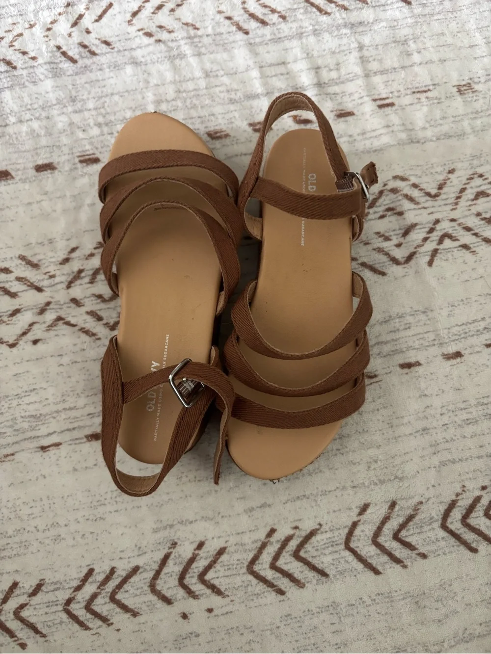 Girls’ Old Navy Brown Multi-Strap Ankle Buckle Wedge Sandals